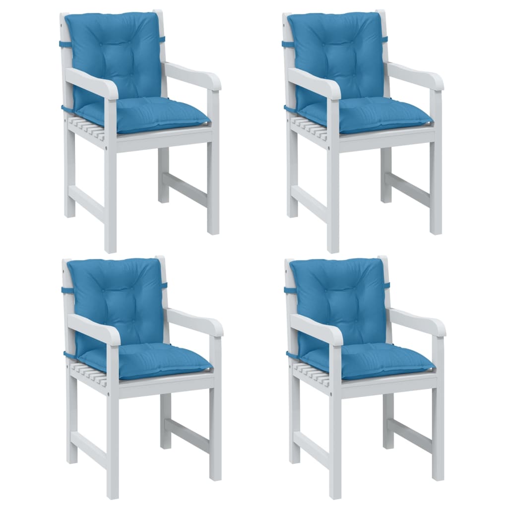 vidaXL Cojines silla respaldo bajo 4 ud tela azul melange 100x50x7 cm