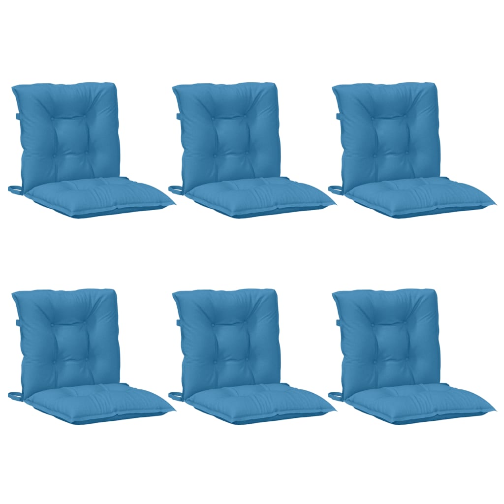 vidaXL Cojines silla respaldo bajo 6 ud tela azul melange 100x50x7 cm