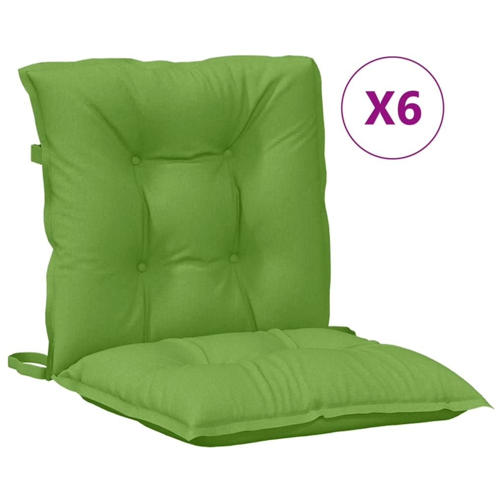 vidaXL Cojines silla respaldo bajo 6 ud tela verde melange 100x50x7 cm