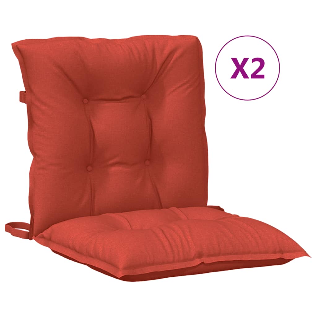 vidaXL Cojines silla respaldo bajo 2 ud tela rojo melange 100x50x7 cm