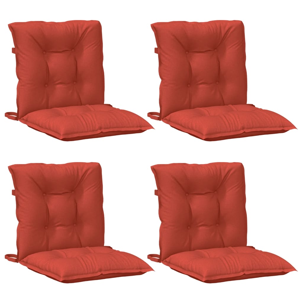 vidaXL Cojines silla respaldo bajo 4 ud tela rojo melange 100x50x7 cm