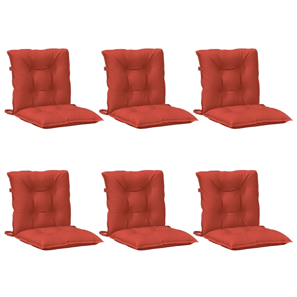 vidaXL Cojines silla respaldo bajo 6 ud tela rojo melange 100x50x7 cm