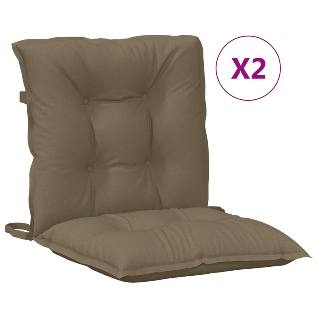 vidaXL Cojines silla respaldo bajo 2 ud tela taupe melange 100x50x7 cm