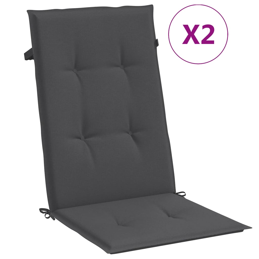 vidaXL Cojines silla respaldo alto 2 uds tela gris antracita melange