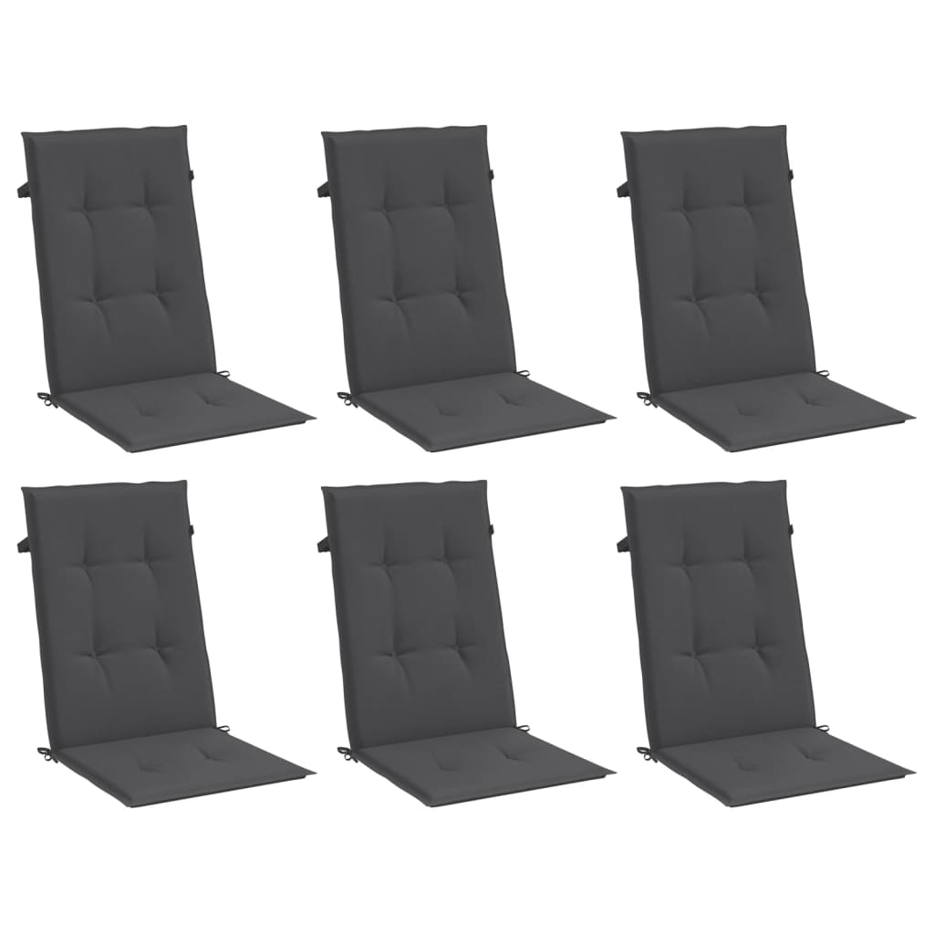 vidaXL Cojines silla respaldo alto 6 uds tela gris antracita melange