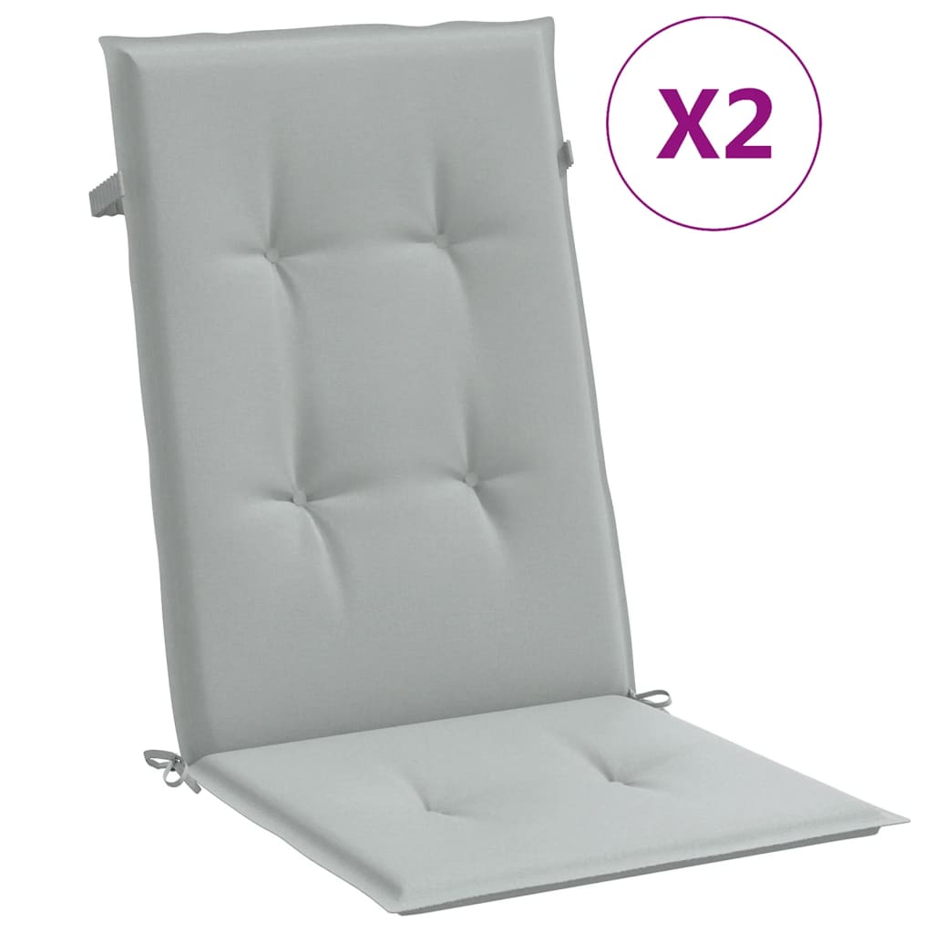 vidaXL Cojines para silla respaldo alto 2 uds tela gris claro melange