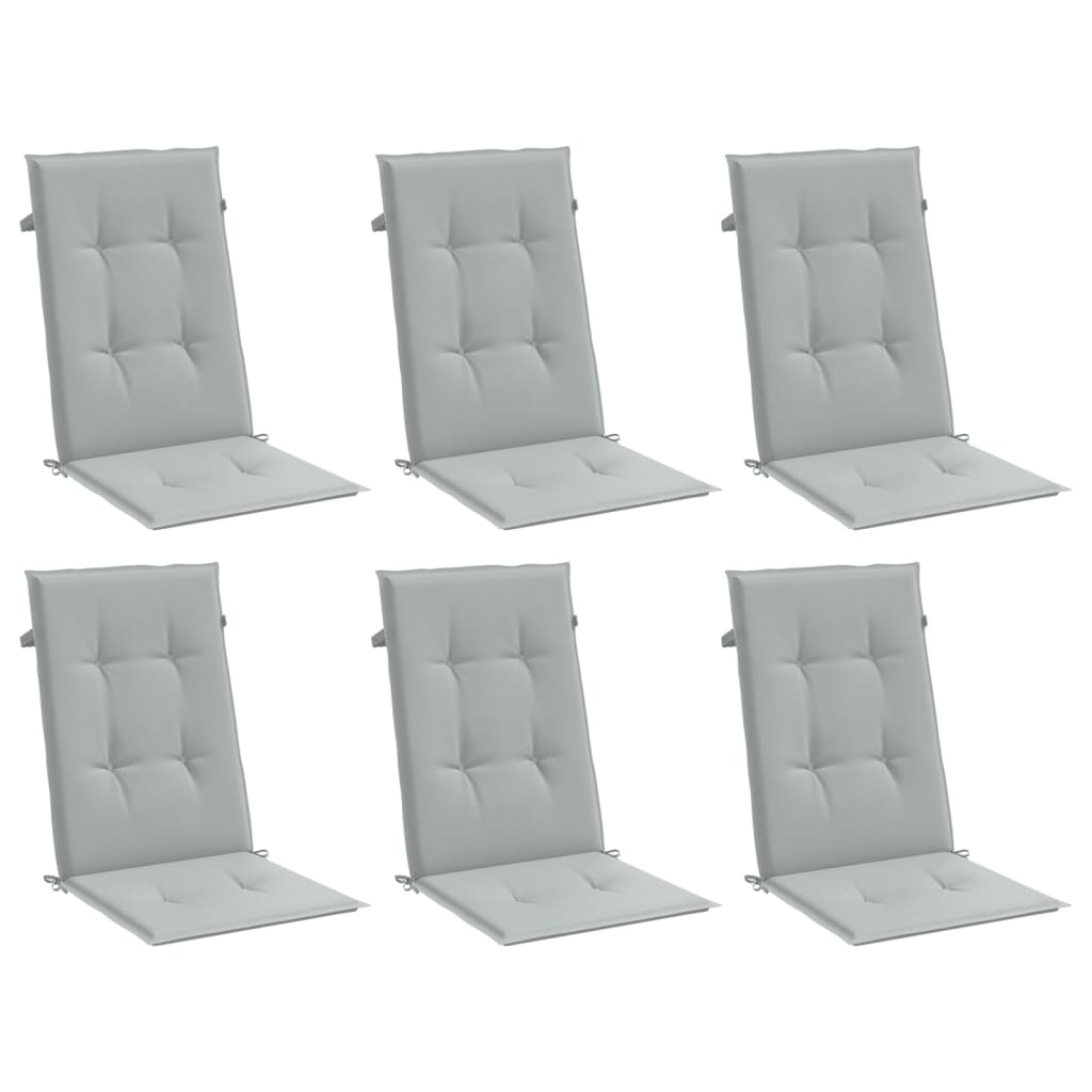 vidaXL Cojines para silla respaldo alto 6 uds tela gris claro melange