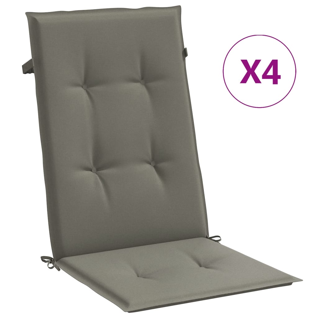 vidaXL Cojines para silla respaldo alto 4 uds tela gris oscuro melange