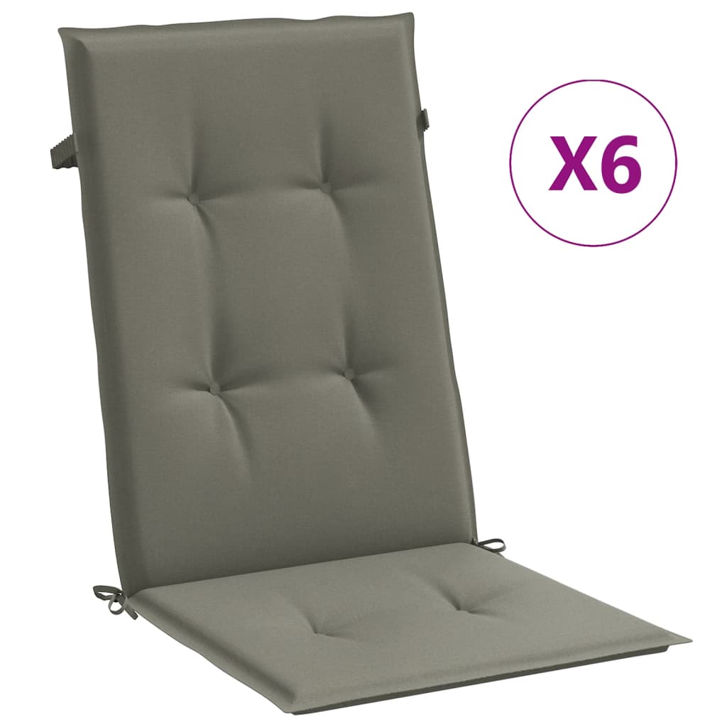 vidaXL Cojines para silla respaldo alto 6 uds tela gris oscuro melange