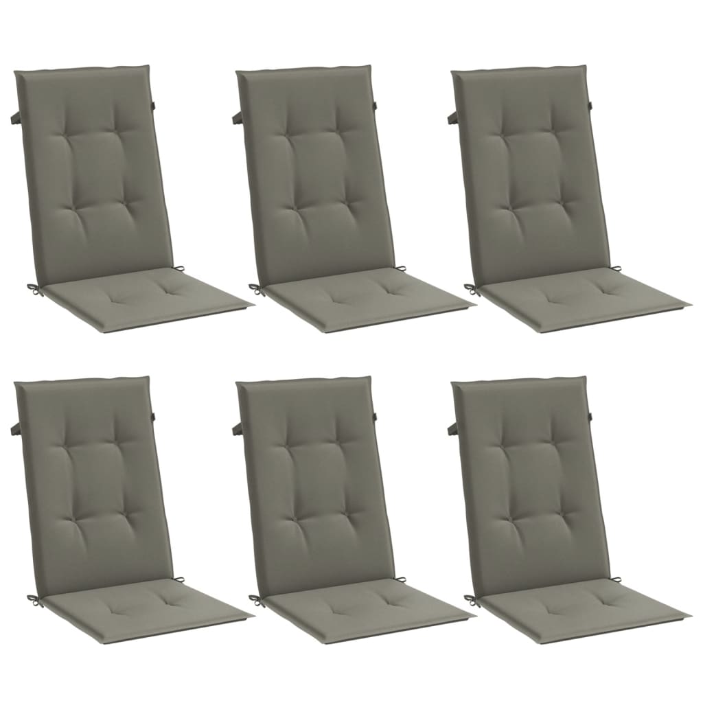 vidaXL Cojines para silla respaldo alto 6 uds tela gris oscuro melange