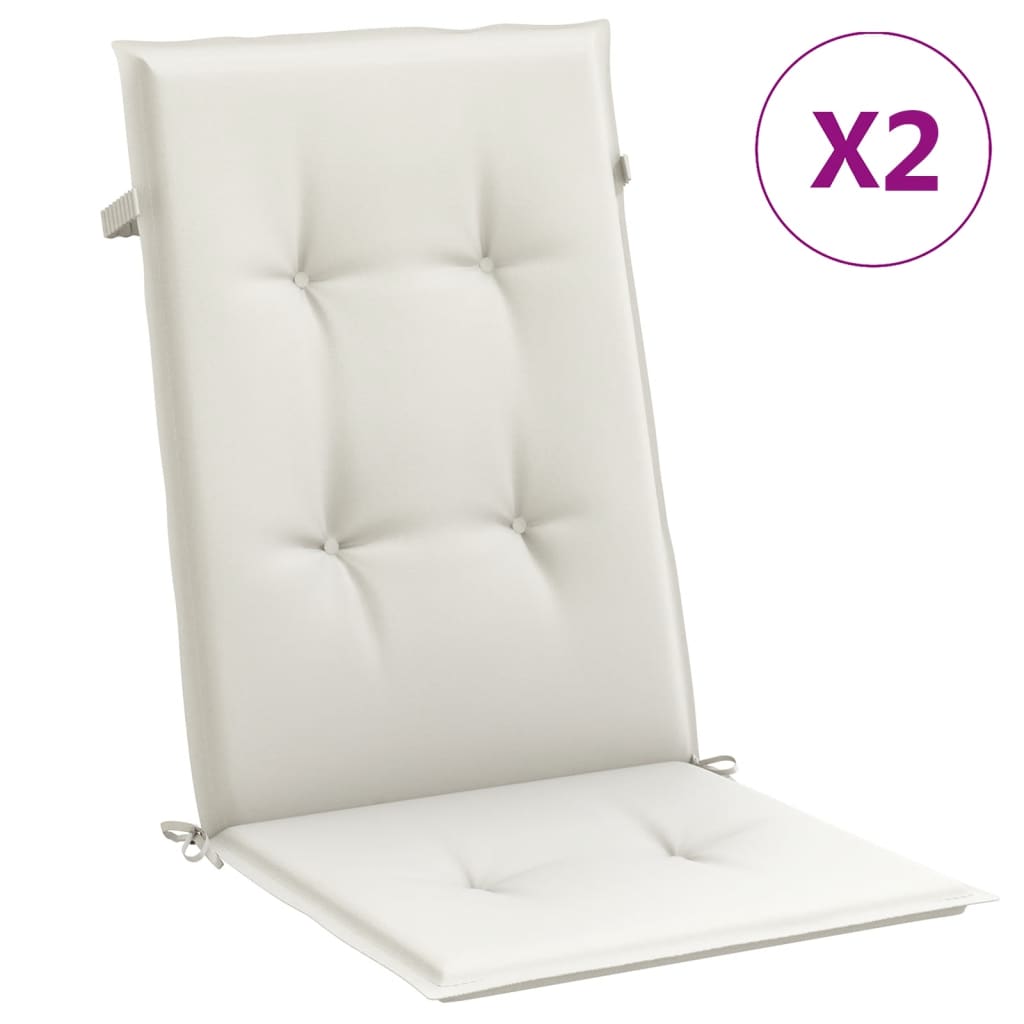 vidaXL Cojines silla respaldo alto 2 uds tela crema melange 120x50x4cm