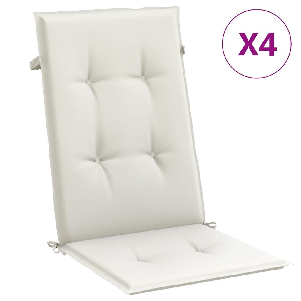 vidaXL Cojines silla respaldo alto 4 uds tela crema melange 120x50x4cm