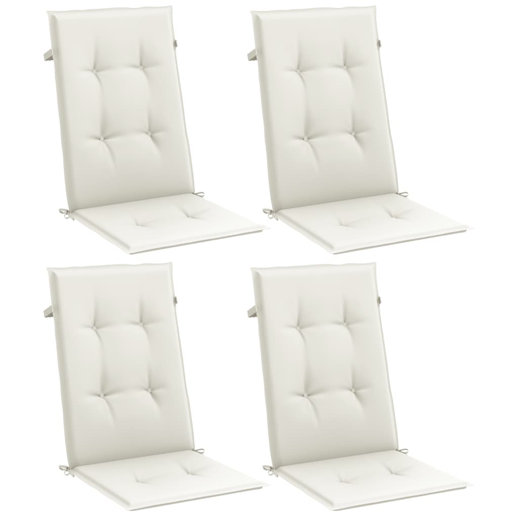 vidaXL Cojines silla respaldo alto 4 uds tela crema melange 120x50x4cm