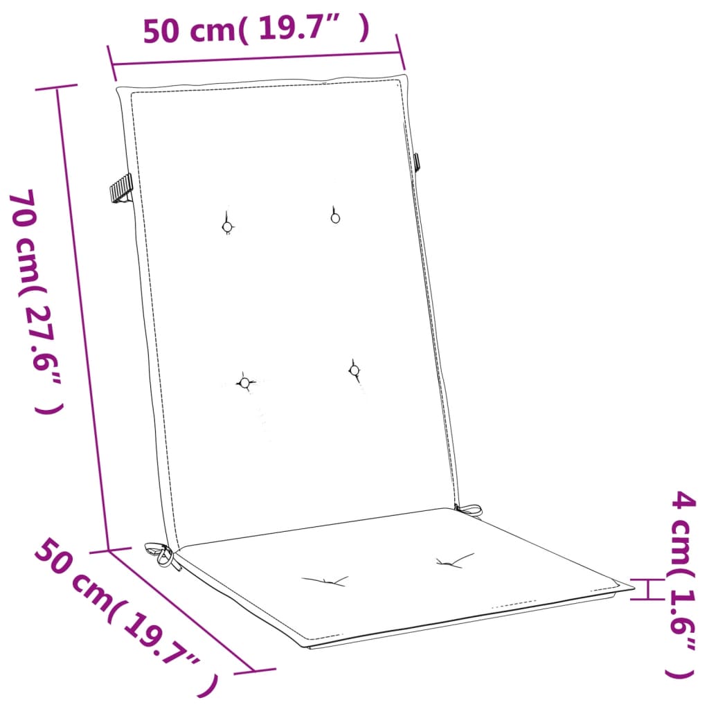 vidaXL Cojines silla respaldo alto 4 uds tela crema melange 120x50x4cm