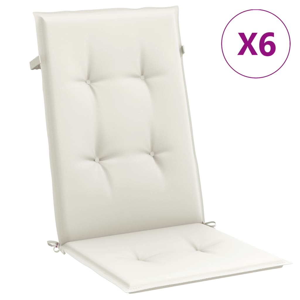 vidaXL Cojines silla respaldo alto 6 uds tela crema melange 120x50x4cm