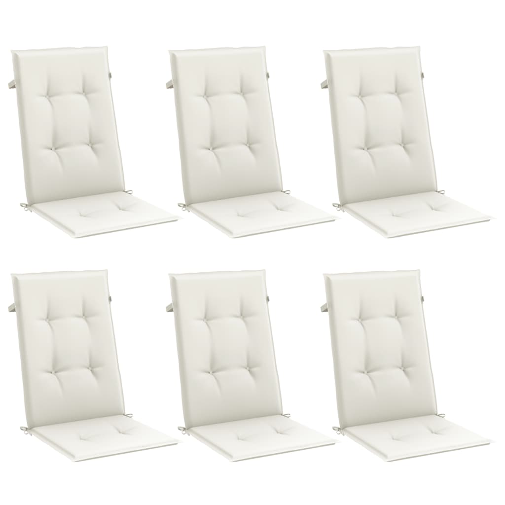 vidaXL Cojines silla respaldo alto 6 uds tela crema melange 120x50x4cm