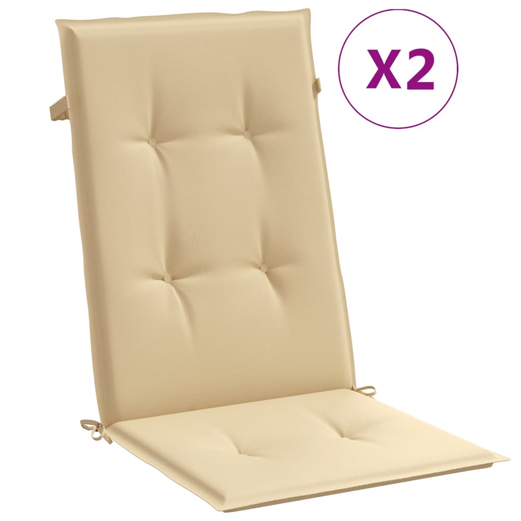 vidaXL Cojines silla respaldo alto 2 uds tela beige melange 120x50x4cm