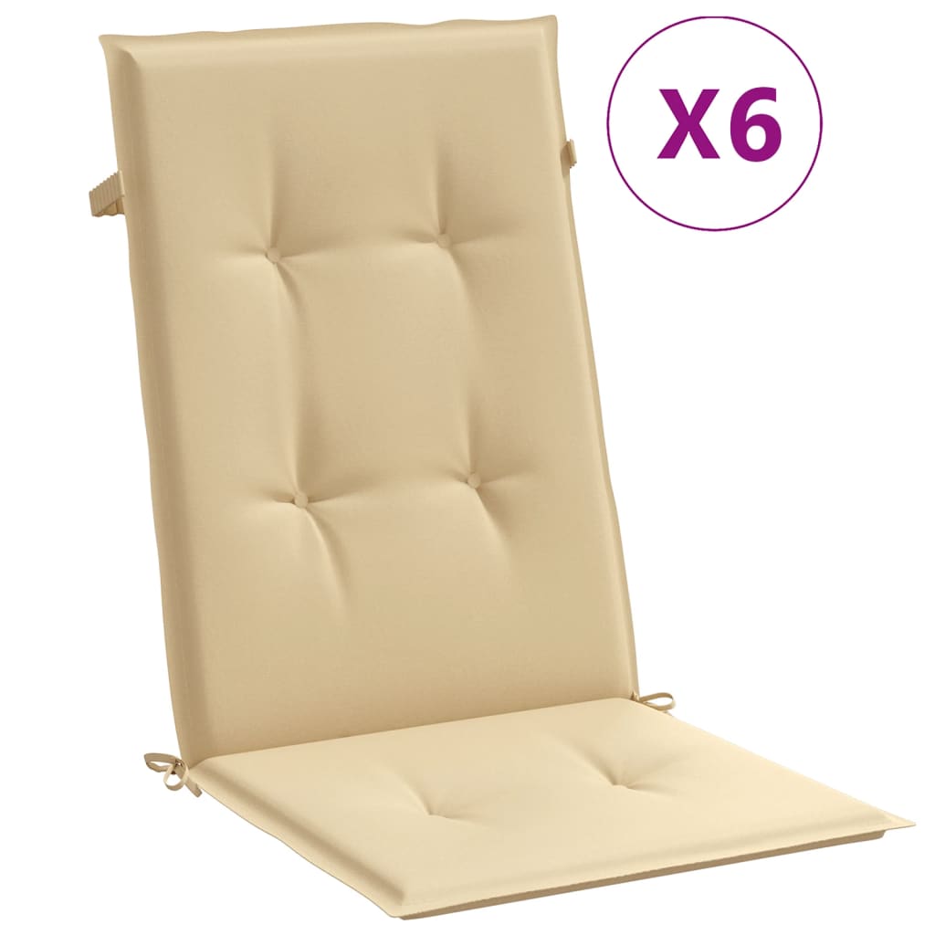 vidaXL Cojines silla respaldo alto 6 uds tela beige melange 120x50x4cm