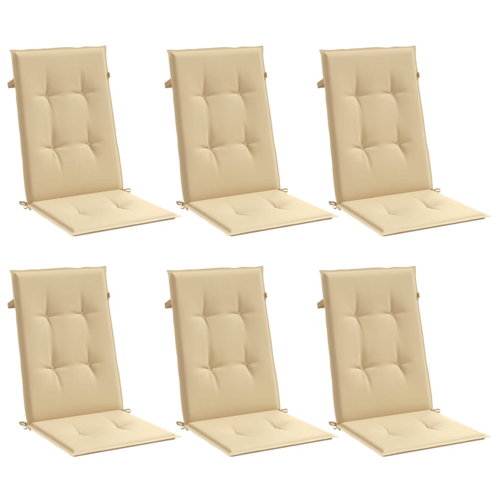 vidaXL Cojines silla respaldo alto 6 uds tela beige melange 120x50x4cm