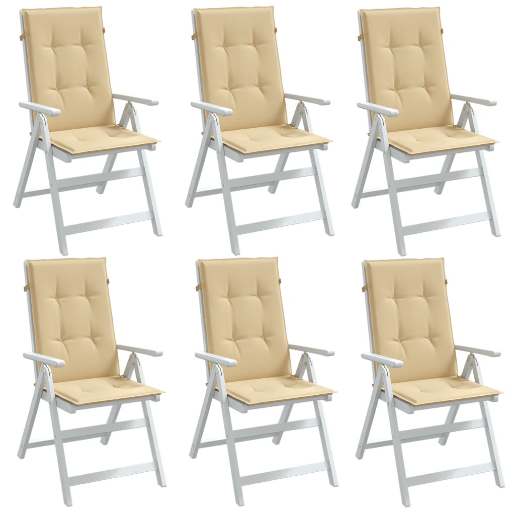 vidaXL Cojines silla respaldo alto 6 uds tela beige melange 120x50x4cm