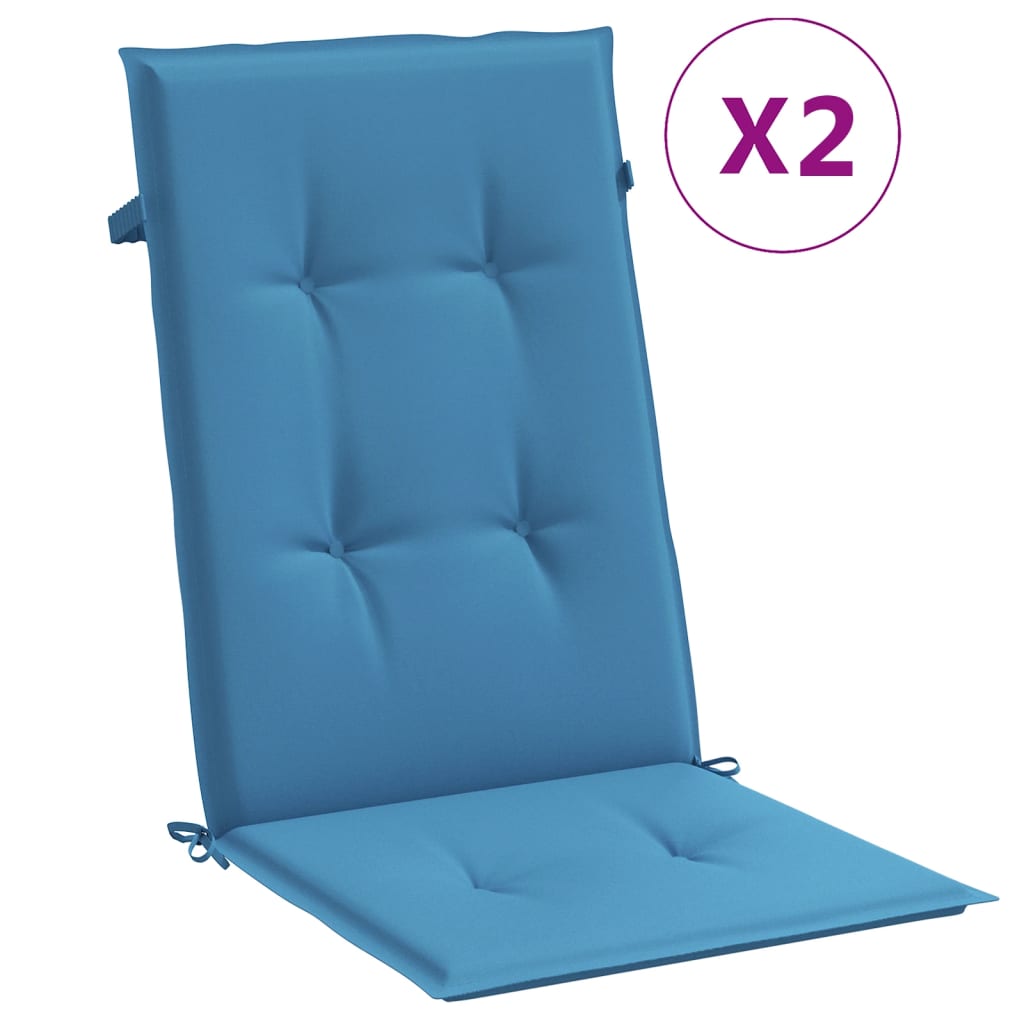 vidaXL Cojines silla respaldo alto 2 uds tela azul melange 120x50x4 cm