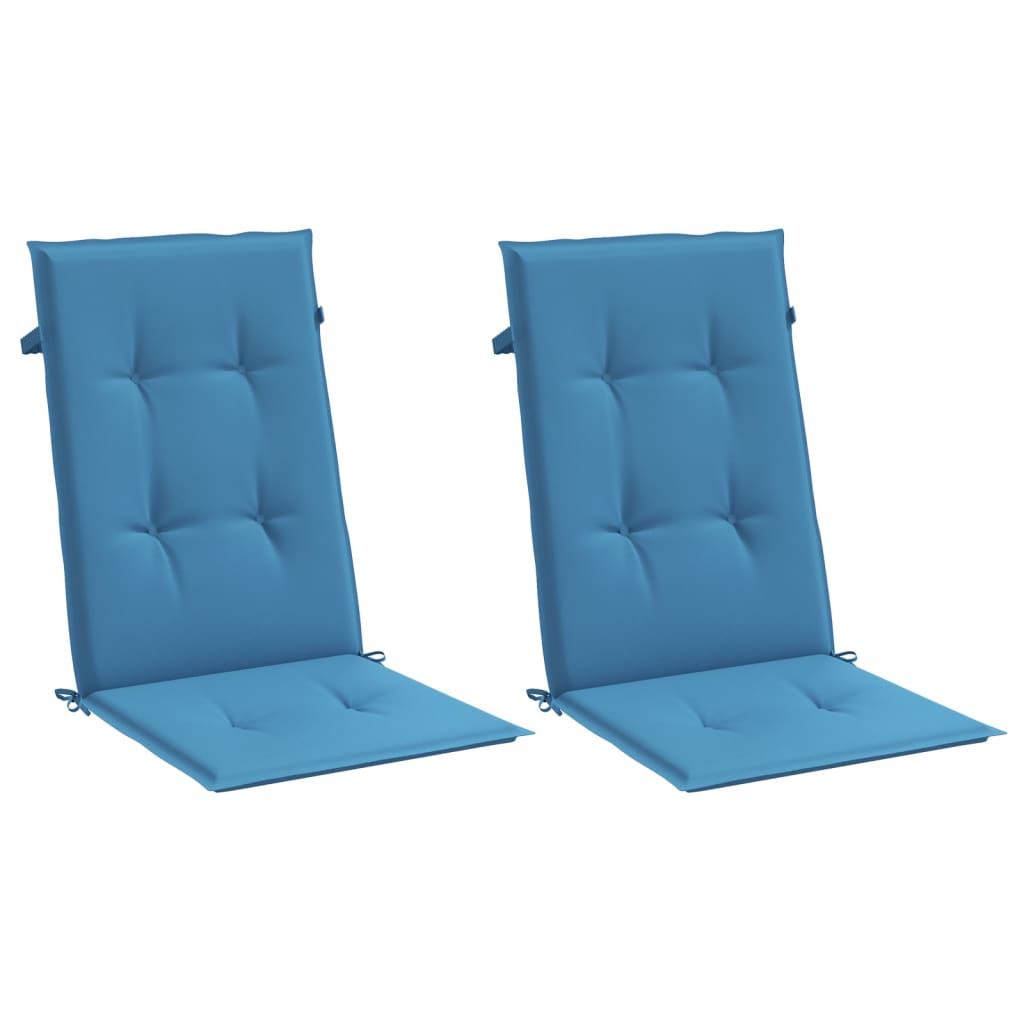 vidaXL Cojines silla respaldo alto 2 uds tela azul melange 120x50x4 cm