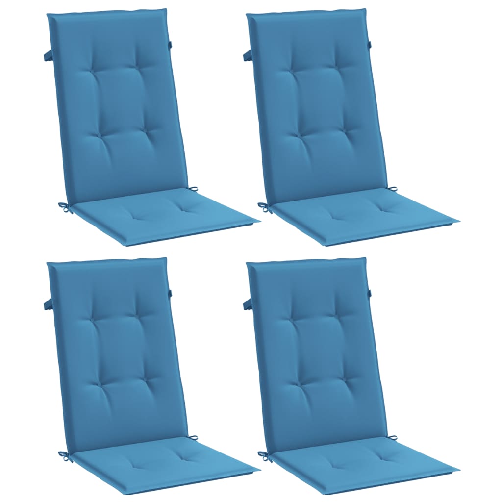 vidaXL Cojines silla respaldo alto 4 uds tela azul melange 120x50x4 cm