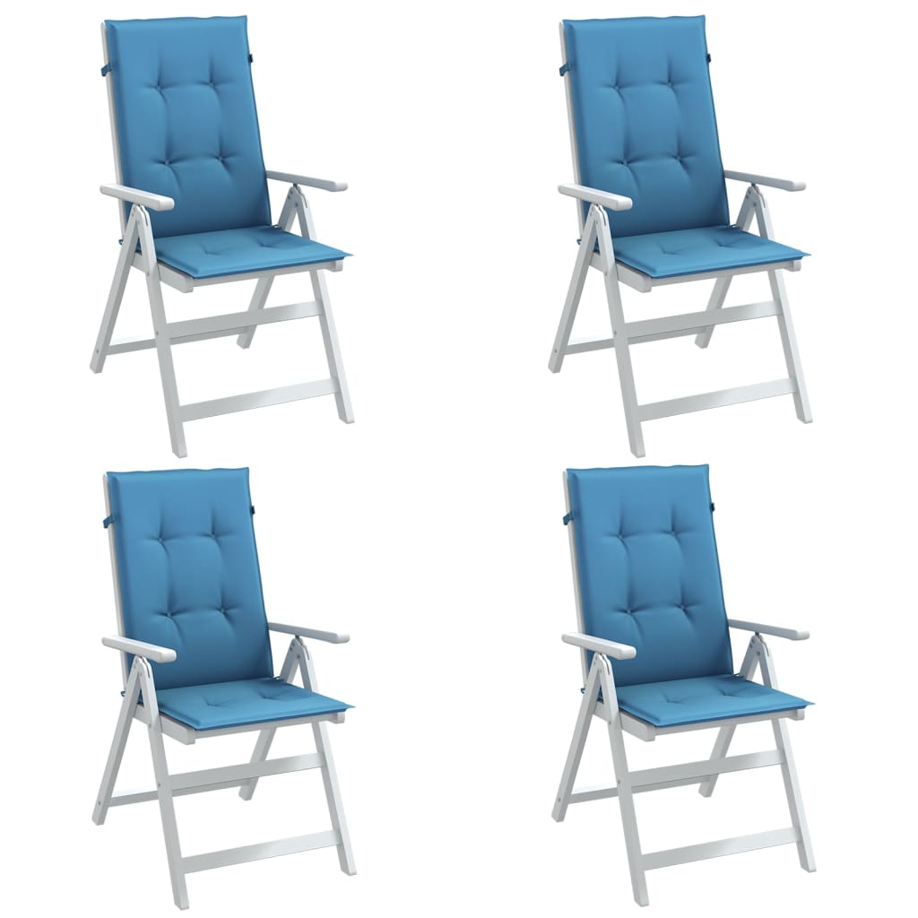 vidaXL Cojines silla respaldo alto 4 uds tela azul melange 120x50x4 cm