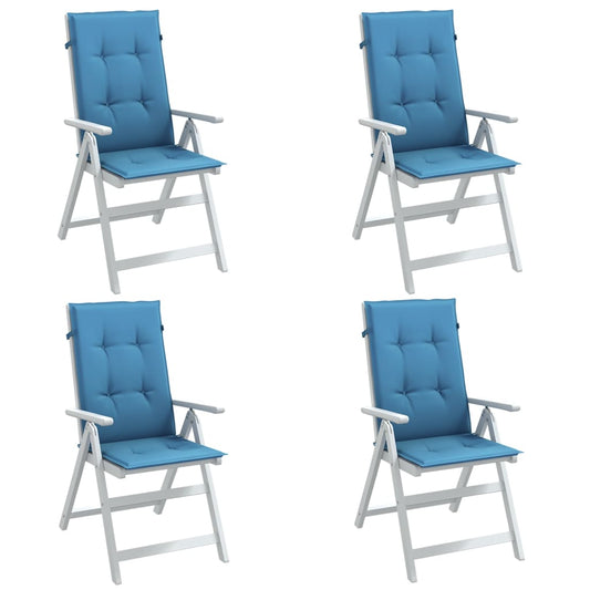 vidaXL Cojines silla respaldo alto 4 uds tela azul melange 120x50x4 cm