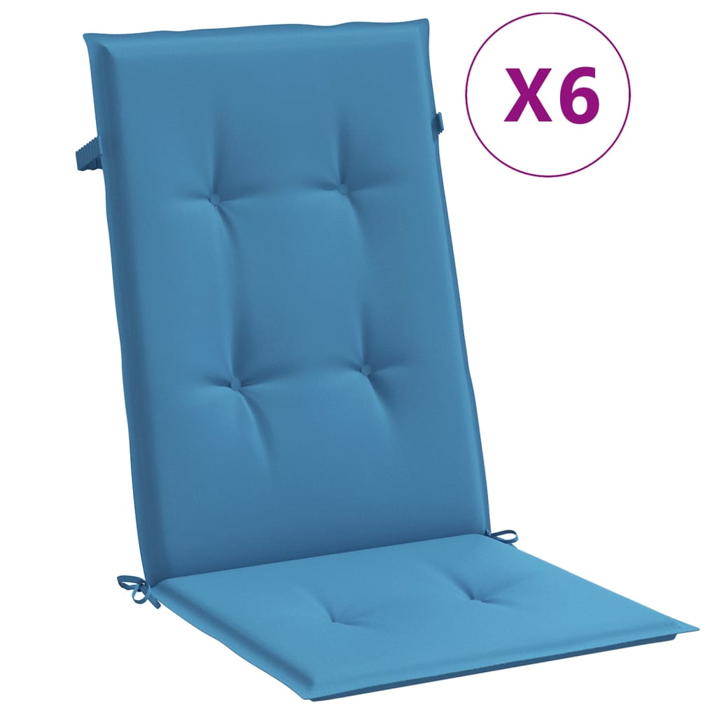 vidaXL Cojines silla respaldo alto 6 uds tela azul melange 120x50x4 cm