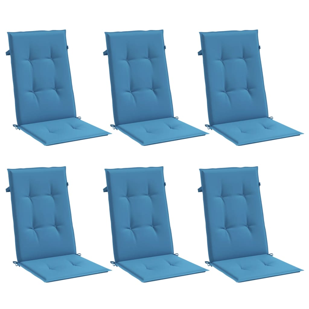 vidaXL Cojines silla respaldo alto 6 uds tela azul melange 120x50x4 cm