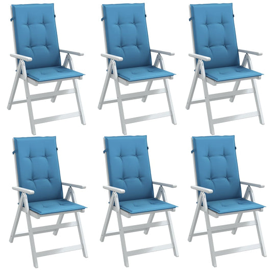 vidaXL Cojines silla respaldo alto 6 uds tela azul melange 120x50x4 cm