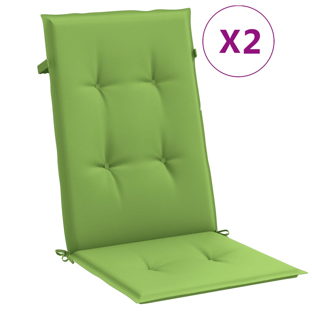 vidaXL Cojines silla respaldo alto 2 uds tela verde melange 120x50x4cm