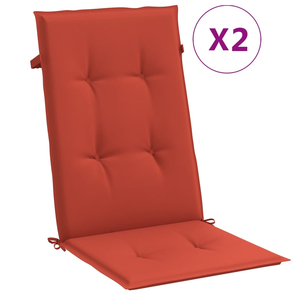 vidaXL Cojines silla respaldo alto 2 uds tela rojo melange 120x50x4 cm