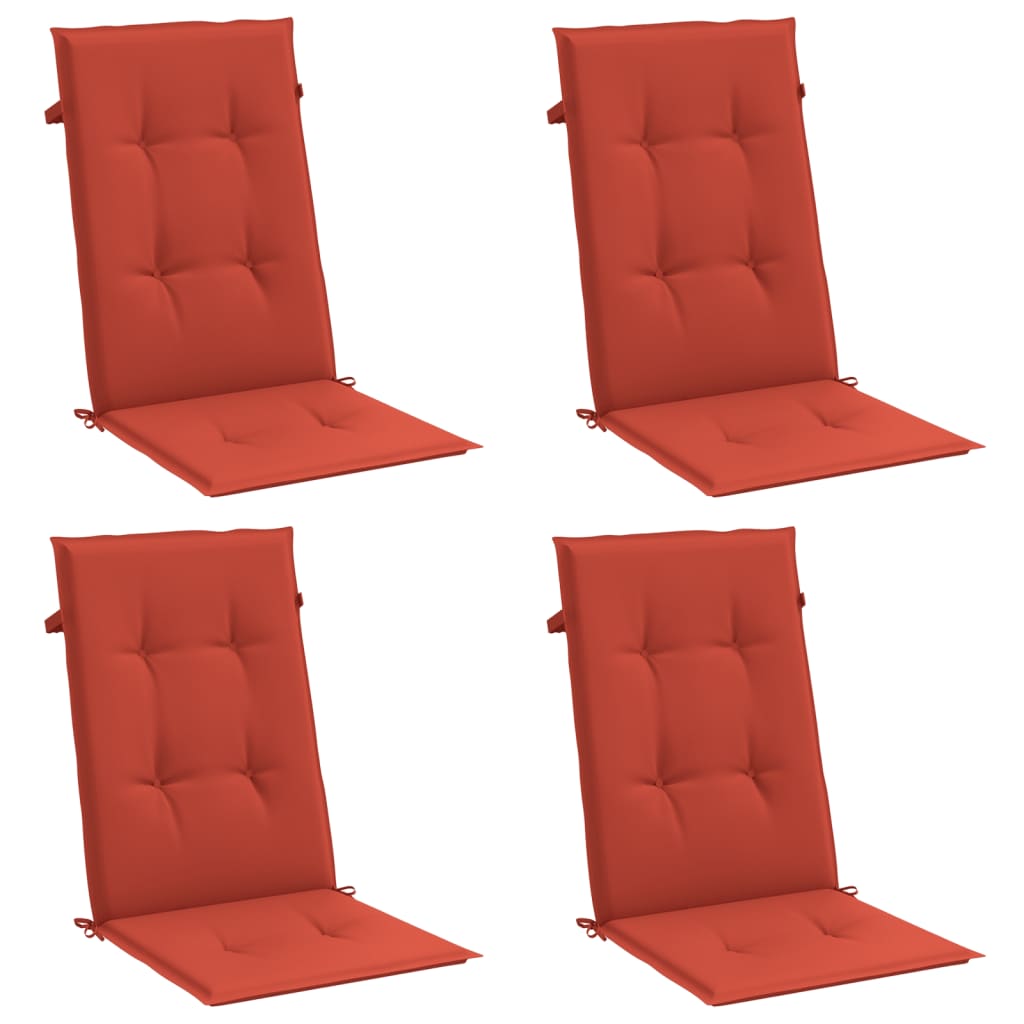 vidaXL Cojines silla respaldo alto 4 uds tela rojo melange 120x50x4 cm