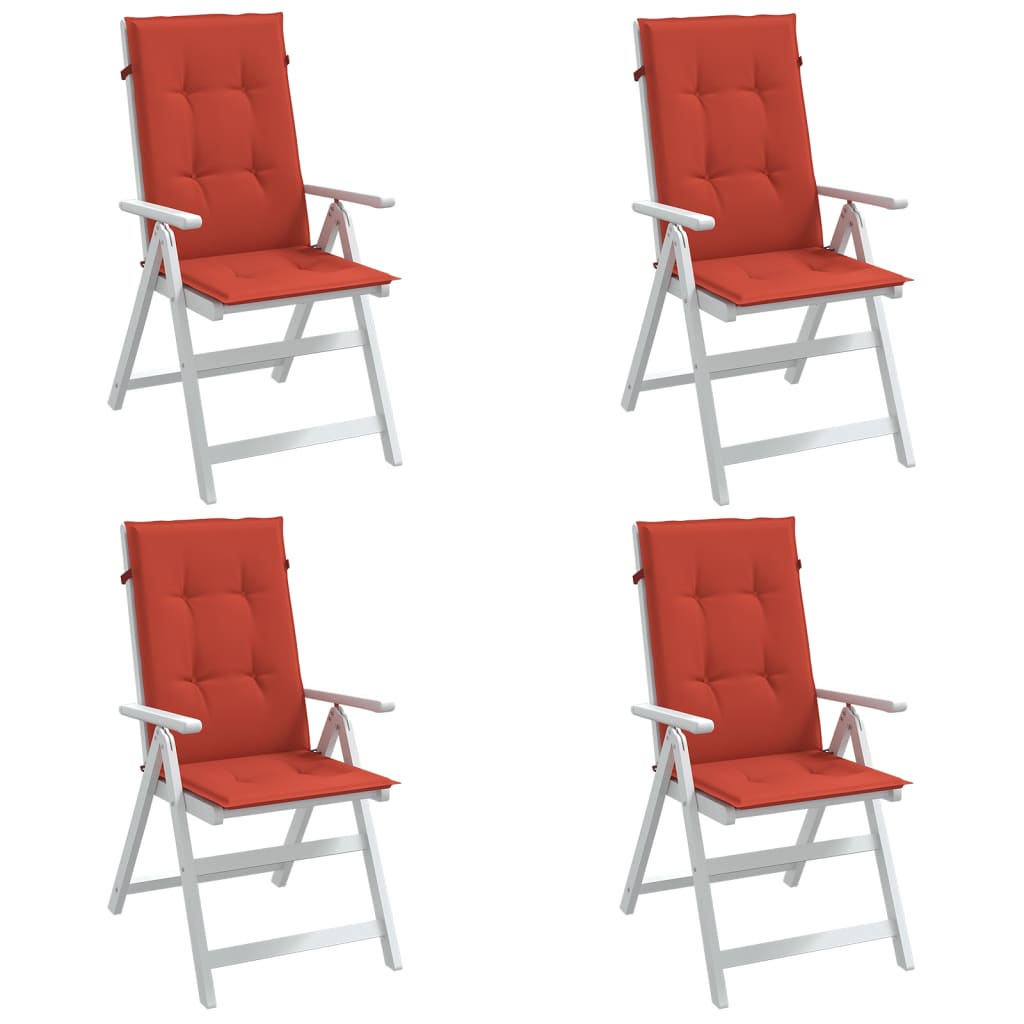 vidaXL Cojines silla respaldo alto 4 uds tela rojo melange 120x50x4 cm