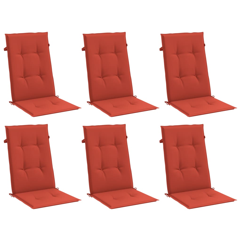 vidaXL Cojines silla respaldo alto 6 uds tela rojo melange 120x50x4 cm