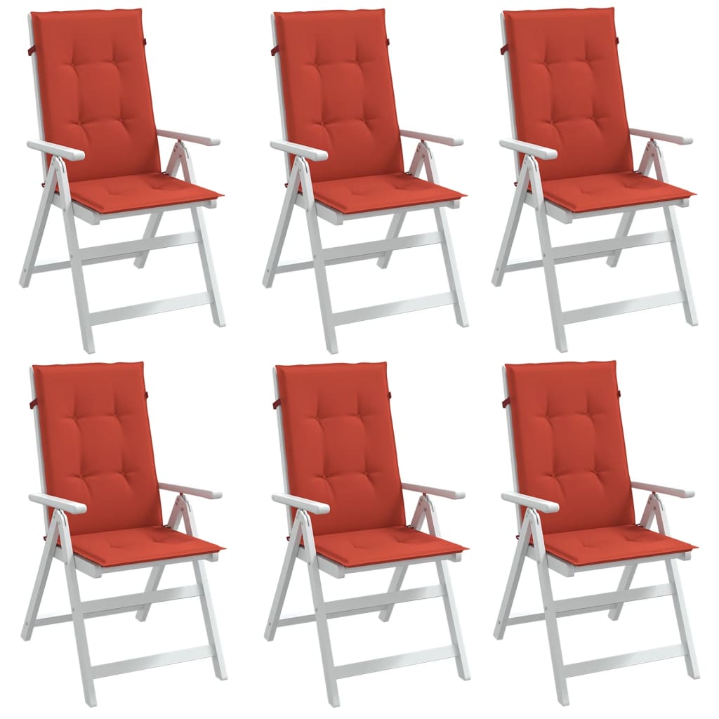 vidaXL Cojines silla respaldo alto 6 uds tela rojo melange 120x50x4 cm