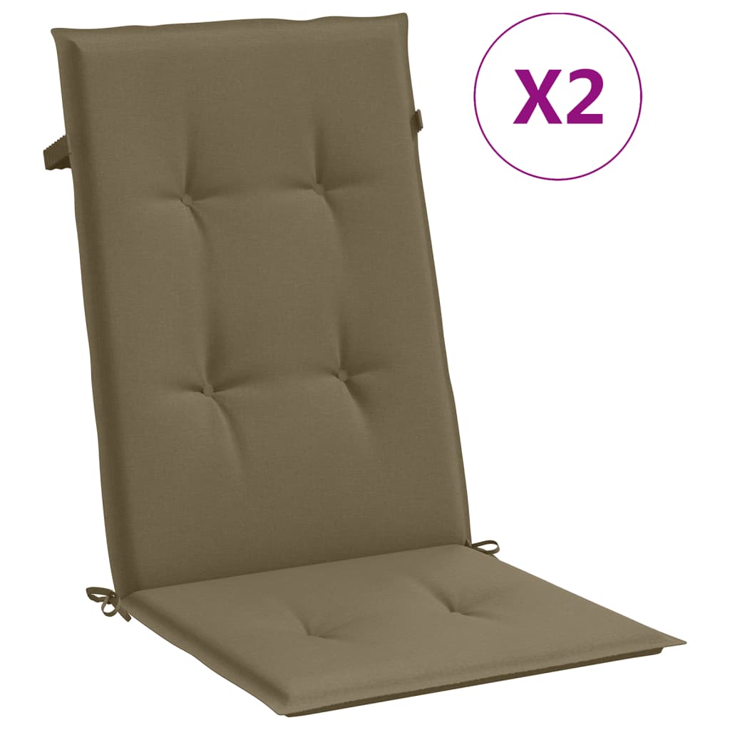 vidaXL Cojines silla respaldo alto 2 uds tela taupe melange 120x50x4cm