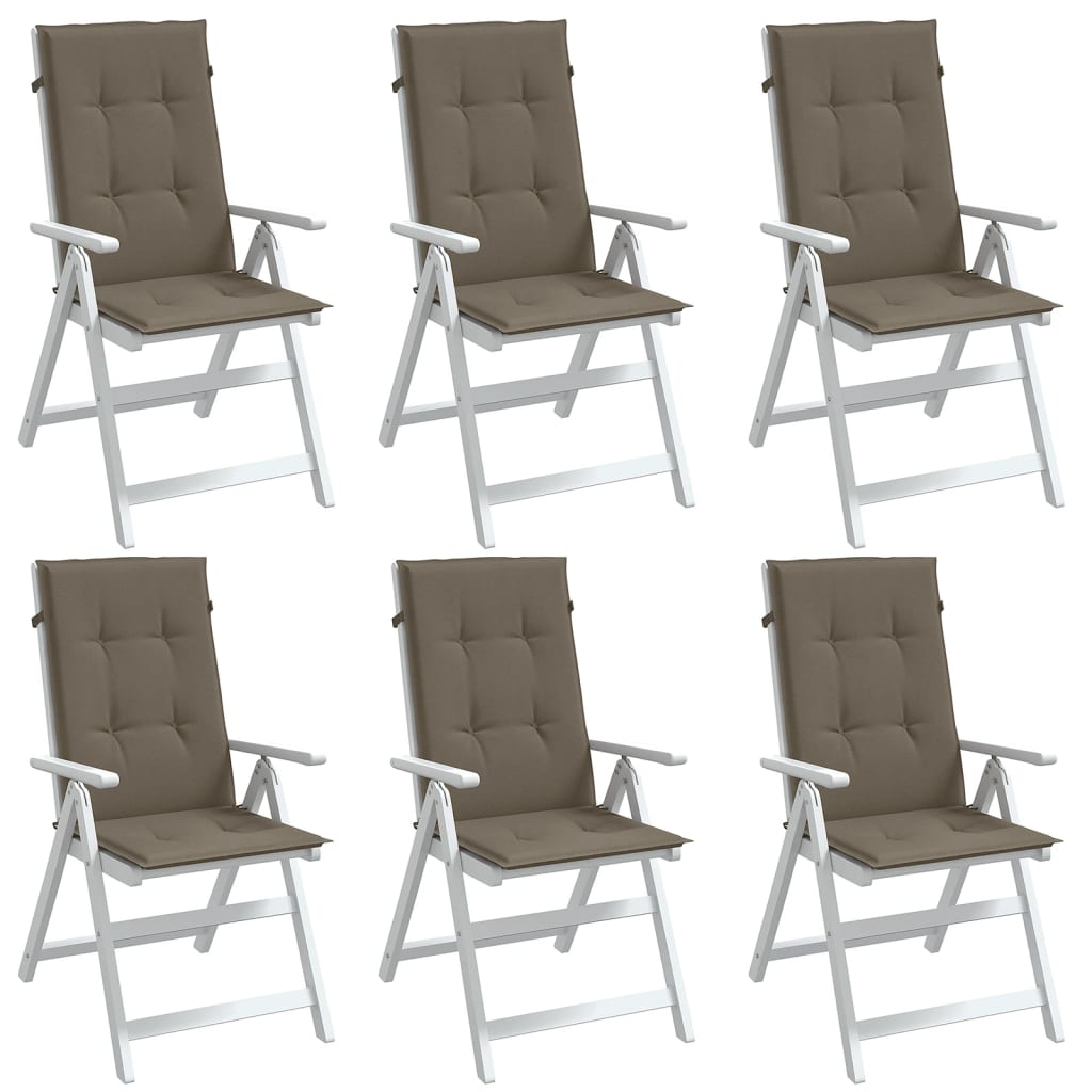 vidaXL Cojines silla respaldo alto 6 uds tela taupe melange 120x50x4cm