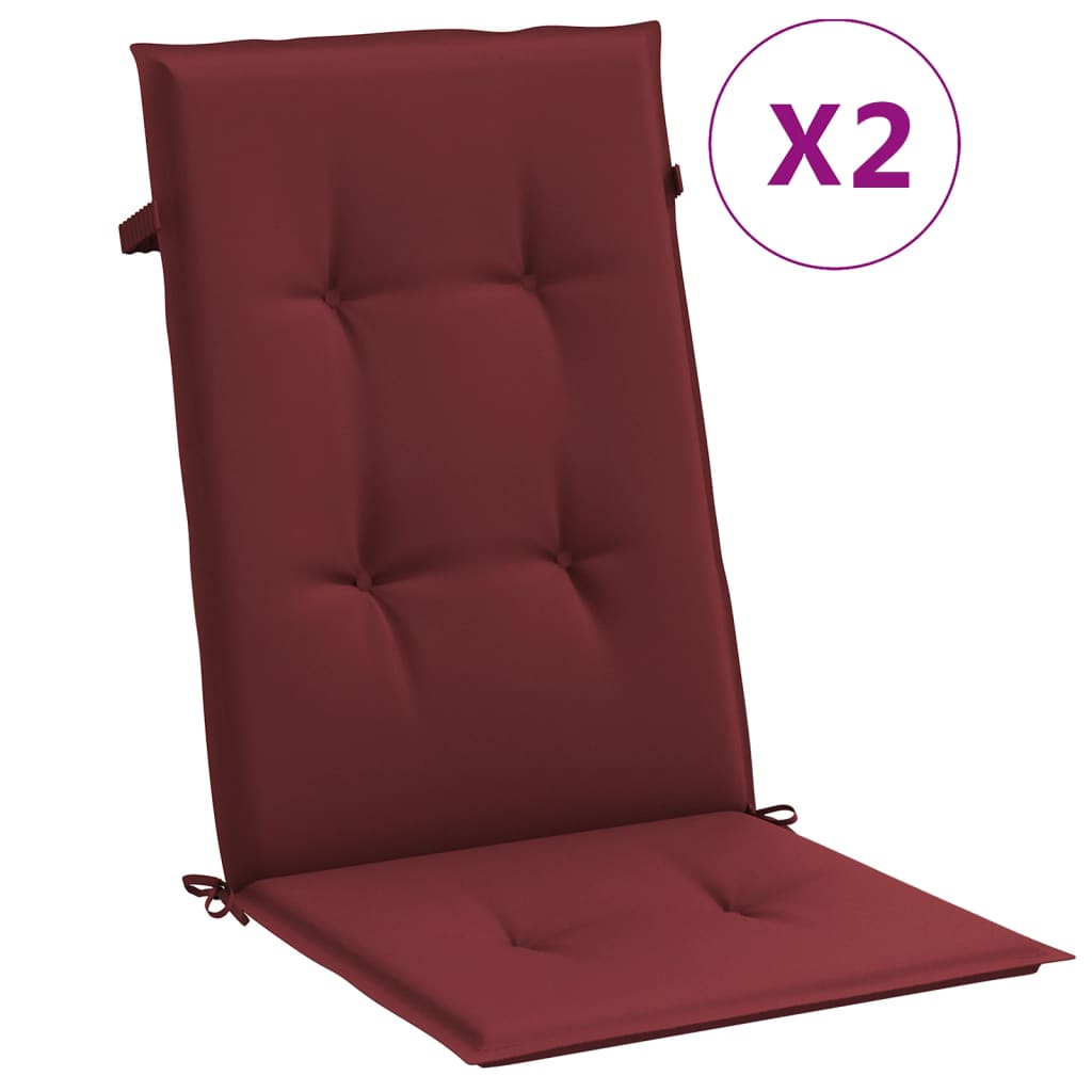 vidaXL Cojines para silla respaldo alto 2 uds tela rojo tinto melange