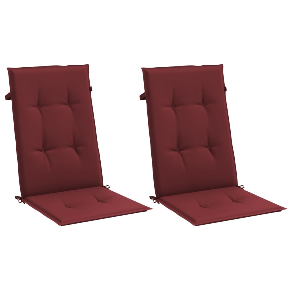 vidaXL Cojines para silla respaldo alto 2 uds tela rojo tinto melange