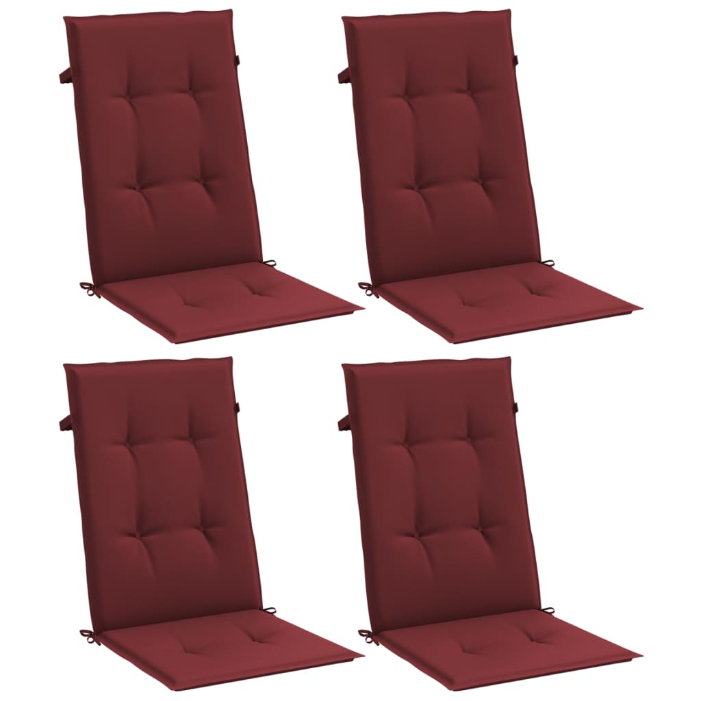 vidaXL Cojines para silla respaldo alto 4 uds tela rojo tinto melange