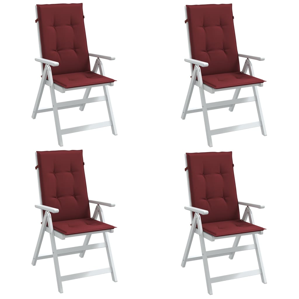 vidaXL Cojines para silla respaldo alto 4 uds tela rojo tinto melange