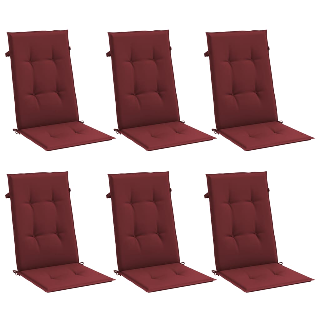 vidaXL Cojines para silla respaldo alto 6 uds tela rojo tinto melange