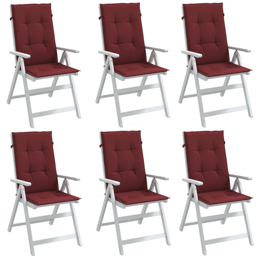 vidaXL Cojines para silla respaldo alto 6 uds tela rojo tinto melange