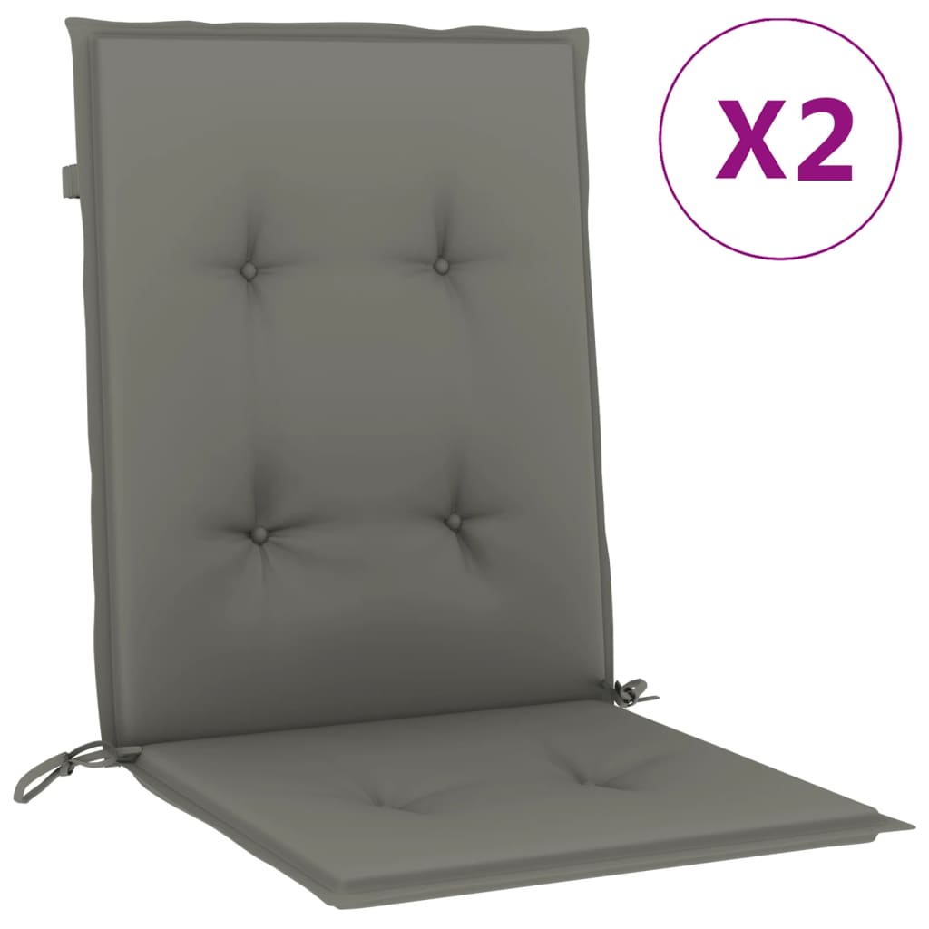 vidaXL Cojines para silla respaldo bajo 2 ud tela gris oscuro melange