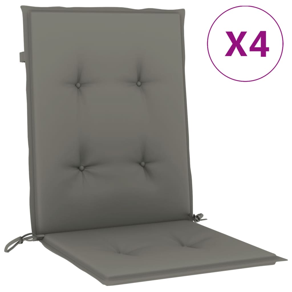 vidaXL Cojines para silla respaldo bajo 4 ud tela gris oscuro melange