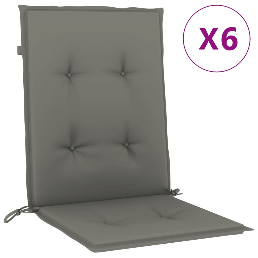 vidaXL Cojines para silla respaldo bajo 6 ud tela gris oscuro melange