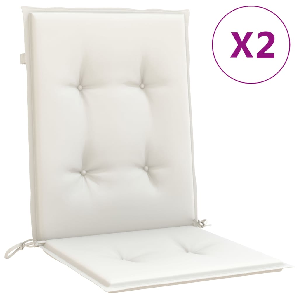 vidaXL Cojines silla respaldo bajo 2 ud tela crema melange 100x50x4 cm